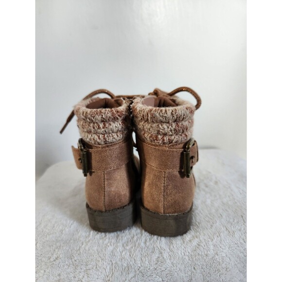 Falls Creek Kids Brown Lace Up Ankle Booties Buckle Side Zip Girls Youth 5M GUC - Picture 6 of 8